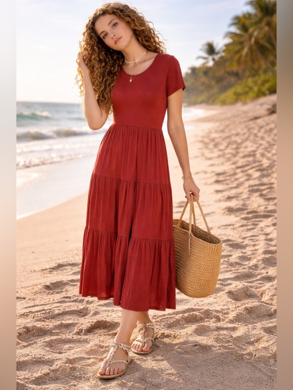 Chic Burgundy Midi Dress